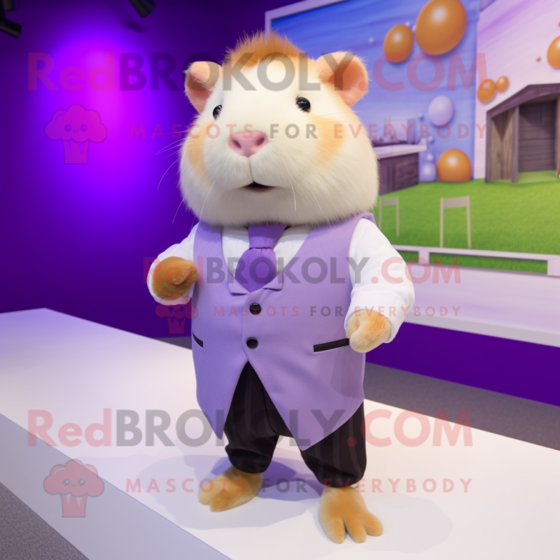 Lavender Guinea Pig mascot costume character dressed with a Culottes and Ties Lavender Guinea Pig mascot costume character dressed with a Culottes and Ties