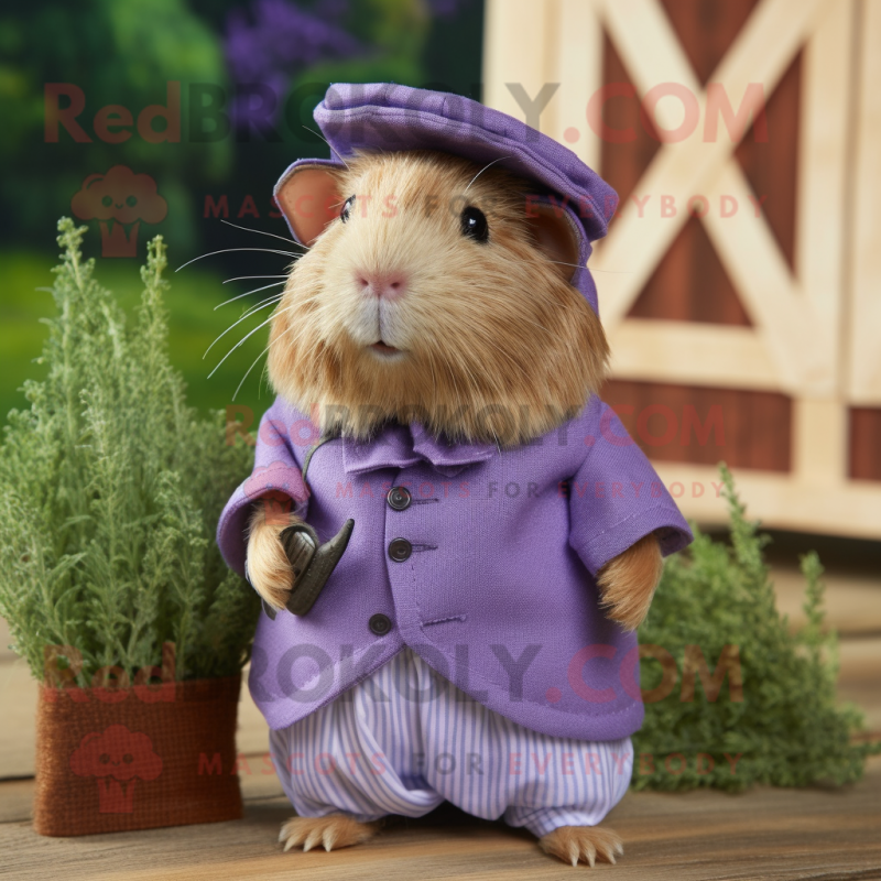 Lavender Guinea Pig mascot costume character dressed with a Culottes and Ties