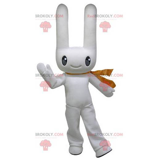 Mascote coelho branco com orelhas grandes - Redbrokoly.com