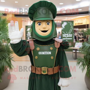 Forest Green Roman Soldier mascot costume character dressed with a Dress Shirt and Mittens