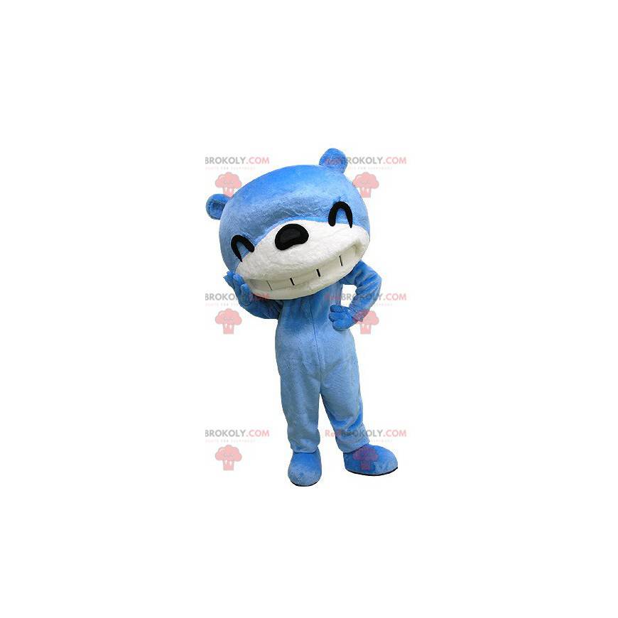 Blue and white bear mascot laughing - Redbrokoly.com