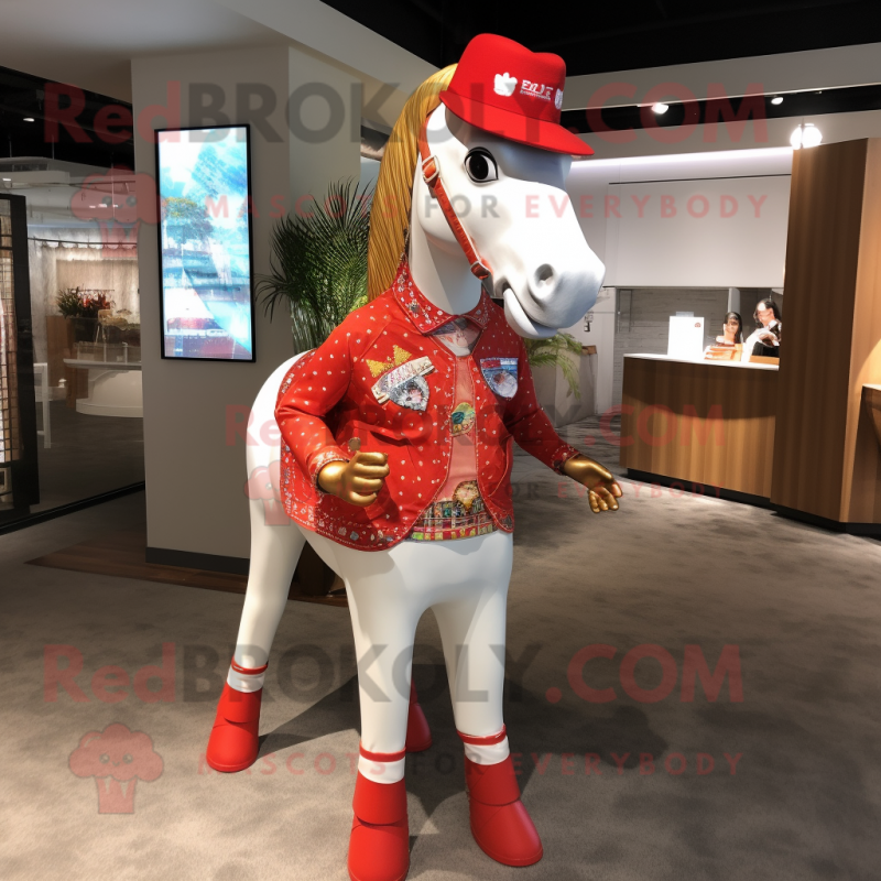 nan Horse mascot costume character dressed with a Rash Guard and Hat pins