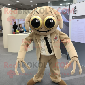 Beige Spider maskot kostume...