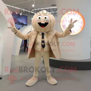 Beige Spider mascot costume character dressed with a Suit Jacket and Keychains