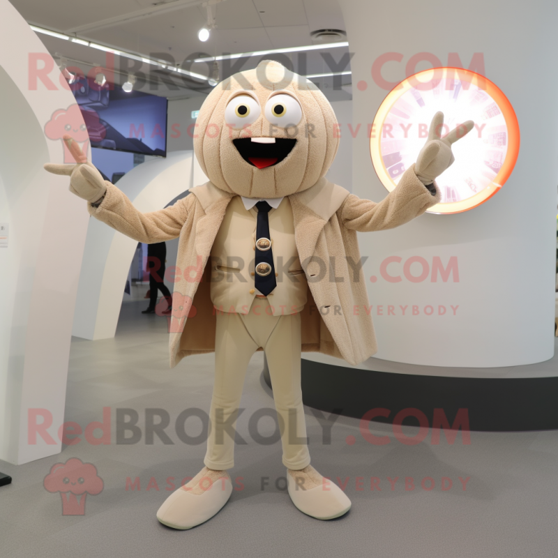 Beige Spider mascot costume character dressed with a Suit Jacket and Keychains Beige Spider mascot costume character dressed with a Suit Jacket and Keychains