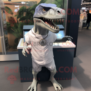 Grå Tyrannosaurus maskot...