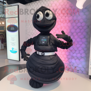 Black Snake mascot costume character dressed with a Skirt and Smartwatches