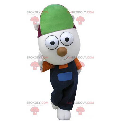 Eisbärenmaskottchen in Overalls mit Mütze - Redbrokoly.com