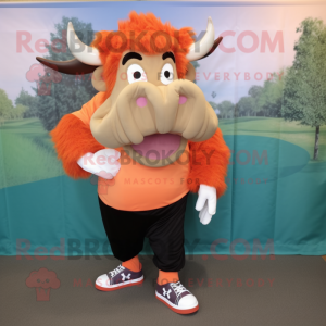 Peach Buffalo mascot costume character dressed with a Long Sleeve Tee and Shoe clips