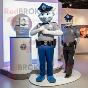 Silver Police Officer mascot costume character dressed with a Skinny Jeans and Bracelet watches