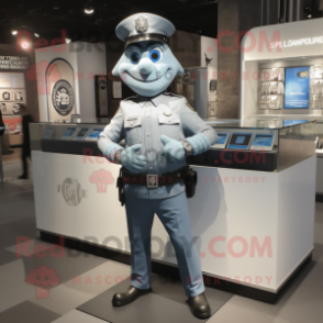 Silver Police Officer mascot costume character dressed with a Skinny Jeans and Bracelet watches