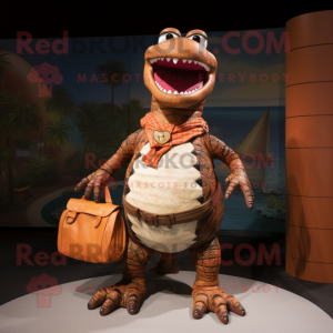 Rust Crocodile mascot costume character dressed with a Bikini and Handbags