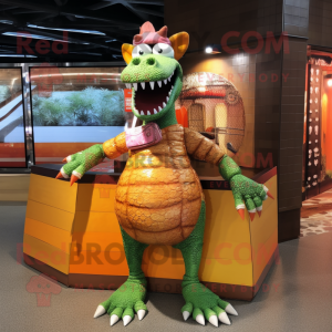 Rust Crocodile mascot costume character dressed with a Bikini and Handbags