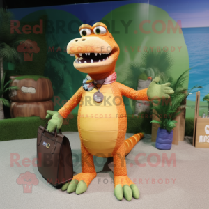 Rust Crocodile mascot costume character dressed with a Bikini and Handbags