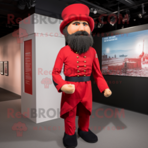 Red Civil War Soldier mascot costume character dressed with a Romper and Caps