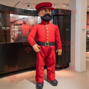 Red Civil War Soldier mascot costume character dressed with a Romper and Caps