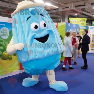 Sky Blue Corned Beef And Cabbage mascot costume character dressed with a Trousers and Watches