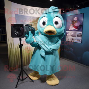 Teal Camera maskot kostume...