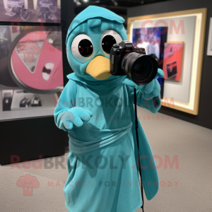 Teal Camera maskot kostume...