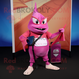 Rosa Sverdfisk maskot drakt...