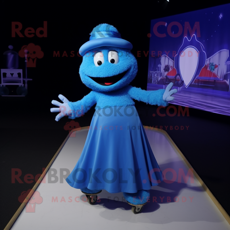 Blue Skateboard mascot costume character dressed with a Ball Gown and Suspenders