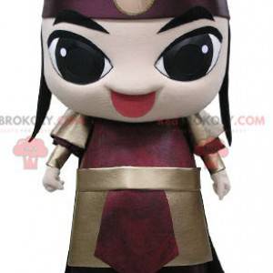 Mascote Samurai vestido com uma roupa de guerreiro -