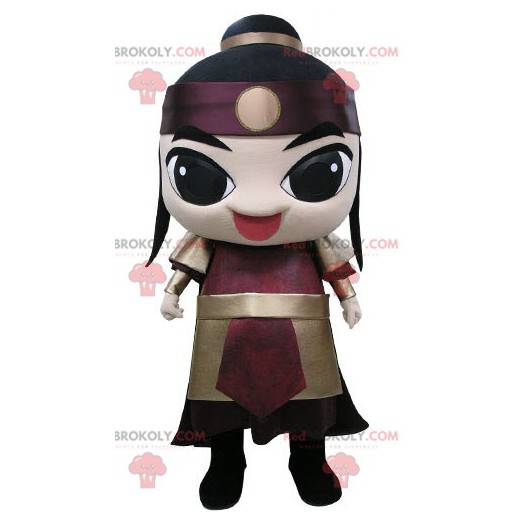 Mascote Samurai vestido com uma roupa de guerreiro -