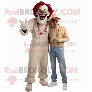 Beige Evil Clown mascotte...