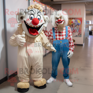 Beige Evil Clown mascotte...