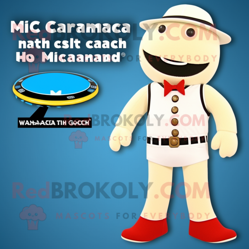 Cream Chief mascot costume character dressed with a One-Piece Swimsuit and Suspenders Cream Chief mascot costume character dressed with a One-Piece Swimsuit and Suspenders