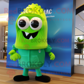 Lime Green Fried Calamari mascot costume character dressed with a Swimwear and Pocket squares