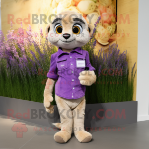 Lavender Meerkat mascot costume character dressed with a Jeans and Digital watches