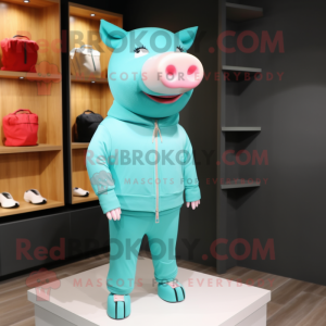 Turquoise Pig mascotte...