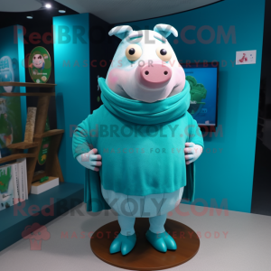 Turquoise Pig mascotte...