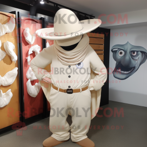 Cream Horseshoe mascot costume character dressed with a Polo Tee and Hats