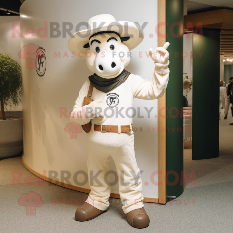 Cream Horseshoe mascot costume character dressed with a Polo Tee and Hats Cream Horseshoe mascot costume character dressed with a Polo Tee and Hats