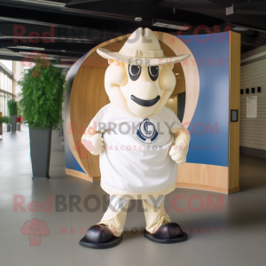 Cream Horseshoe mascot costume character dressed with a Polo Tee and Hats