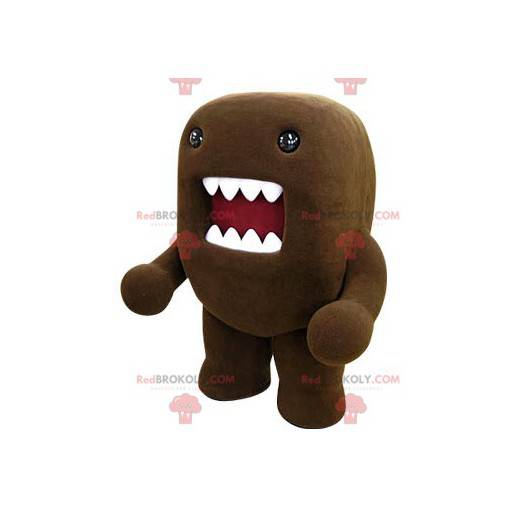 Domo Kun mascotte bruin monster met een grote mond -