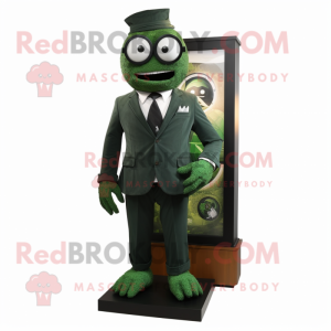 Forest Green Cyclops mascot costume character dressed with a Suit and Ties