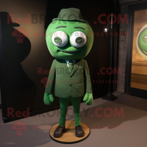 Forest Green Cyclops mascot costume character dressed with a Suit and Ties