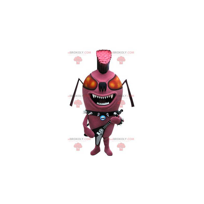 Punk mier roze insect mascotte. Rock mascotte - Redbrokoly.com