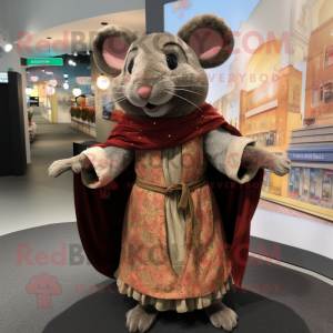 Brown Mouse mascot costume character dressed with a Dress and Shawls
