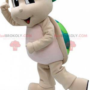 Mascotte de tortue beige et verte. Costume de tortue -