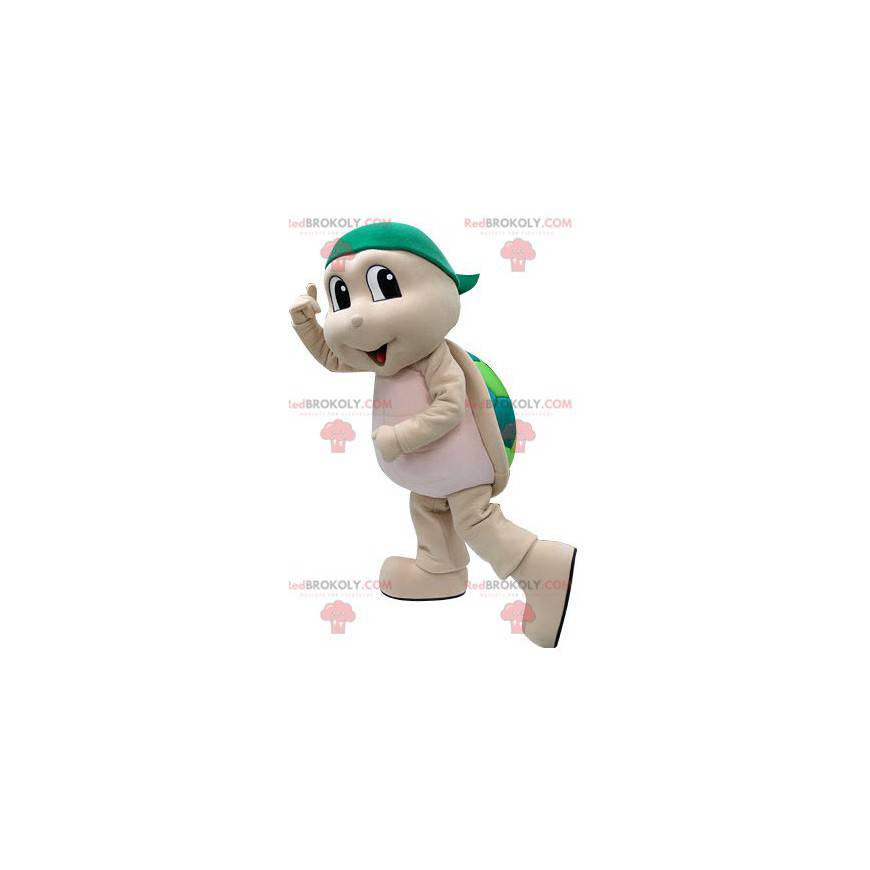Mascot beige en groene schildpad. Schildpad kostuum -