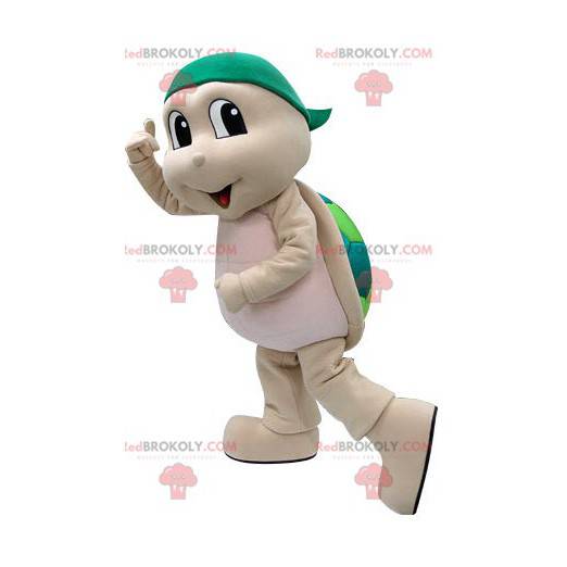 Mascot beige en groene schildpad. Schildpad kostuum -