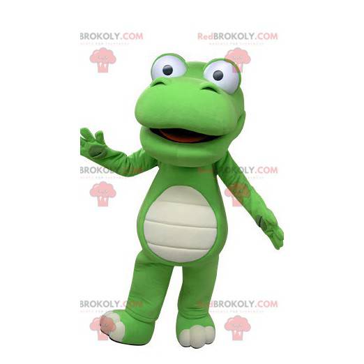 Mascotte de crocodile vert et blanc géant - Redbrokoly.com