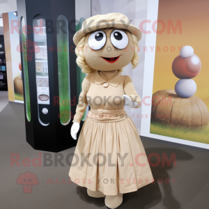 Tan Golf Ball mascot costume character dressed with a Wrap Dress and Clutch bags