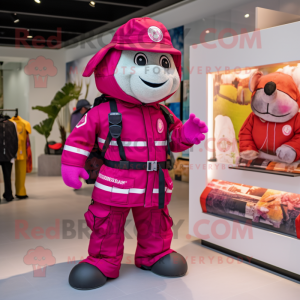 Magenta Fire Fighter maskot...