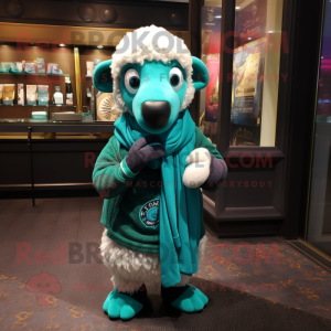 Teal Merino Sheep mascotte...