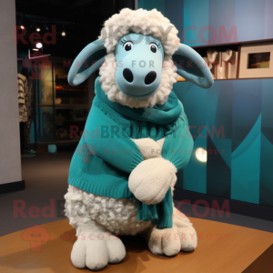 Teal Merino Sheep mascotte...